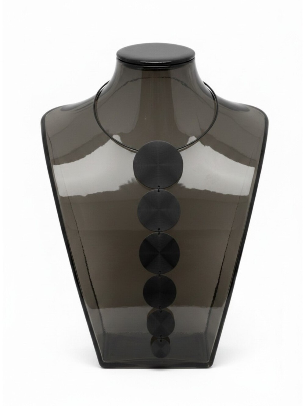 Modern Disc Statement Necklace ▪︎ 6 Tier ▪︎ Onyx ▪︎ Long Drop 14.5" - Picture 16 of 16